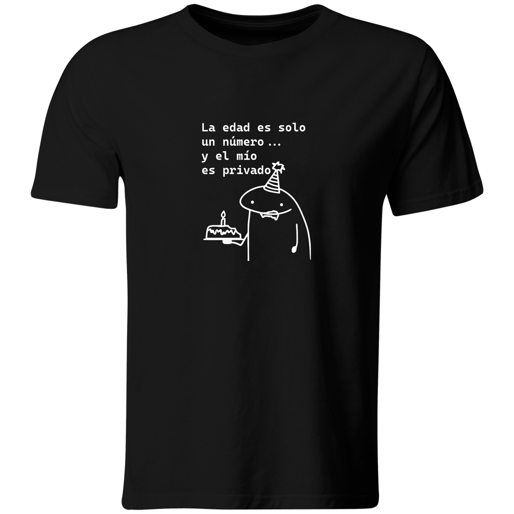 Playera Cumpleaños Pc87. La edad es solo un numero.. privado (Recto​, Negro​)