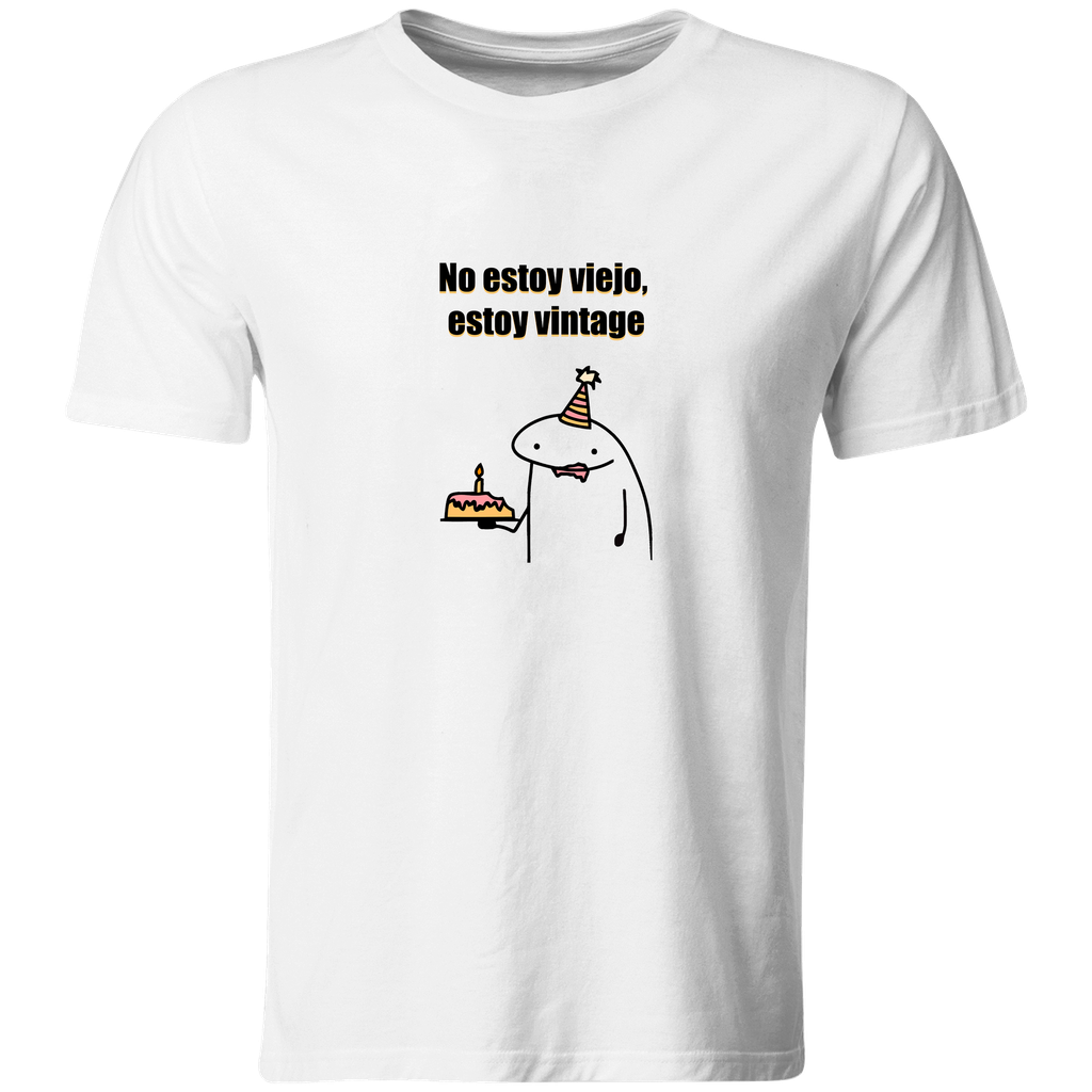 Playera Cumpleaños Pc91. Frase: No estoy viejo estoy vintage (Recto​)