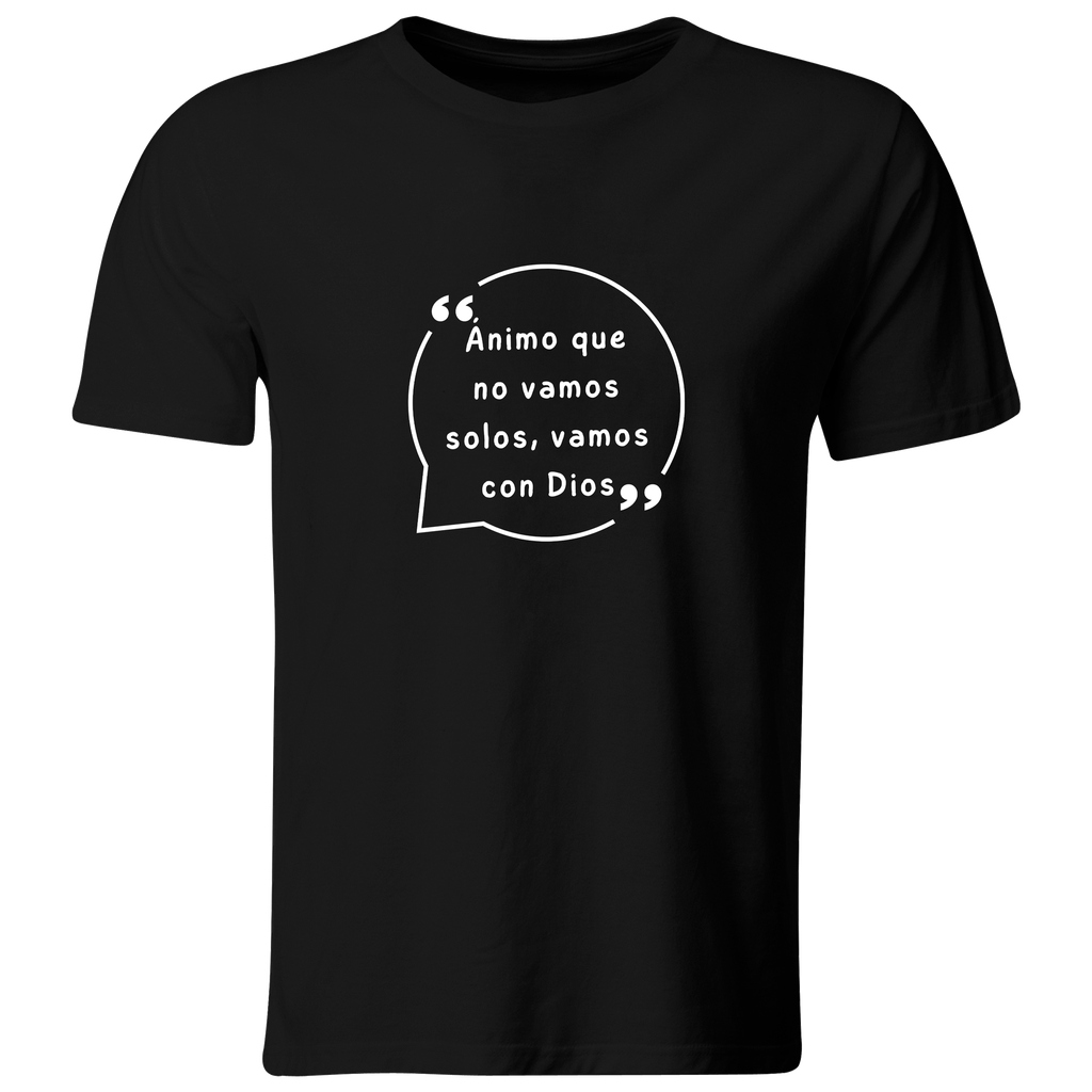 Playera Rg48 Religiosa. Frase: No vamos solos vamos con dios (Recto​, Negro​, Blanco)