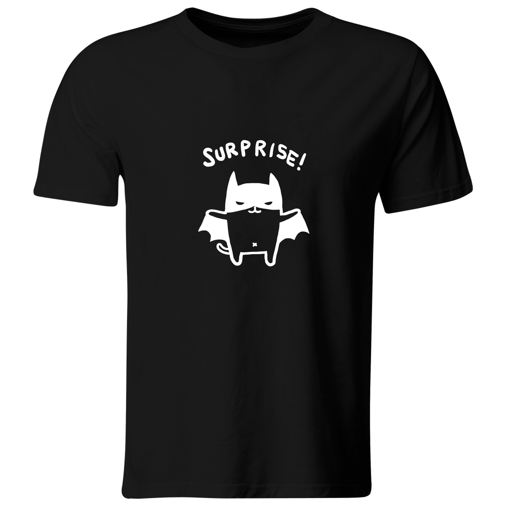 Playera Color Ic151. Meme Anime gato sorpresa surprise (Recto​, Negro​, Blanco)