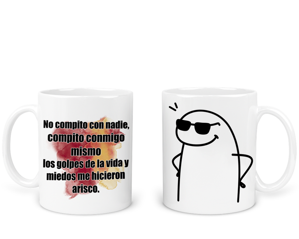 Taza 11 Oz Tae119. Frase: No compito con nadie (Con nombre)