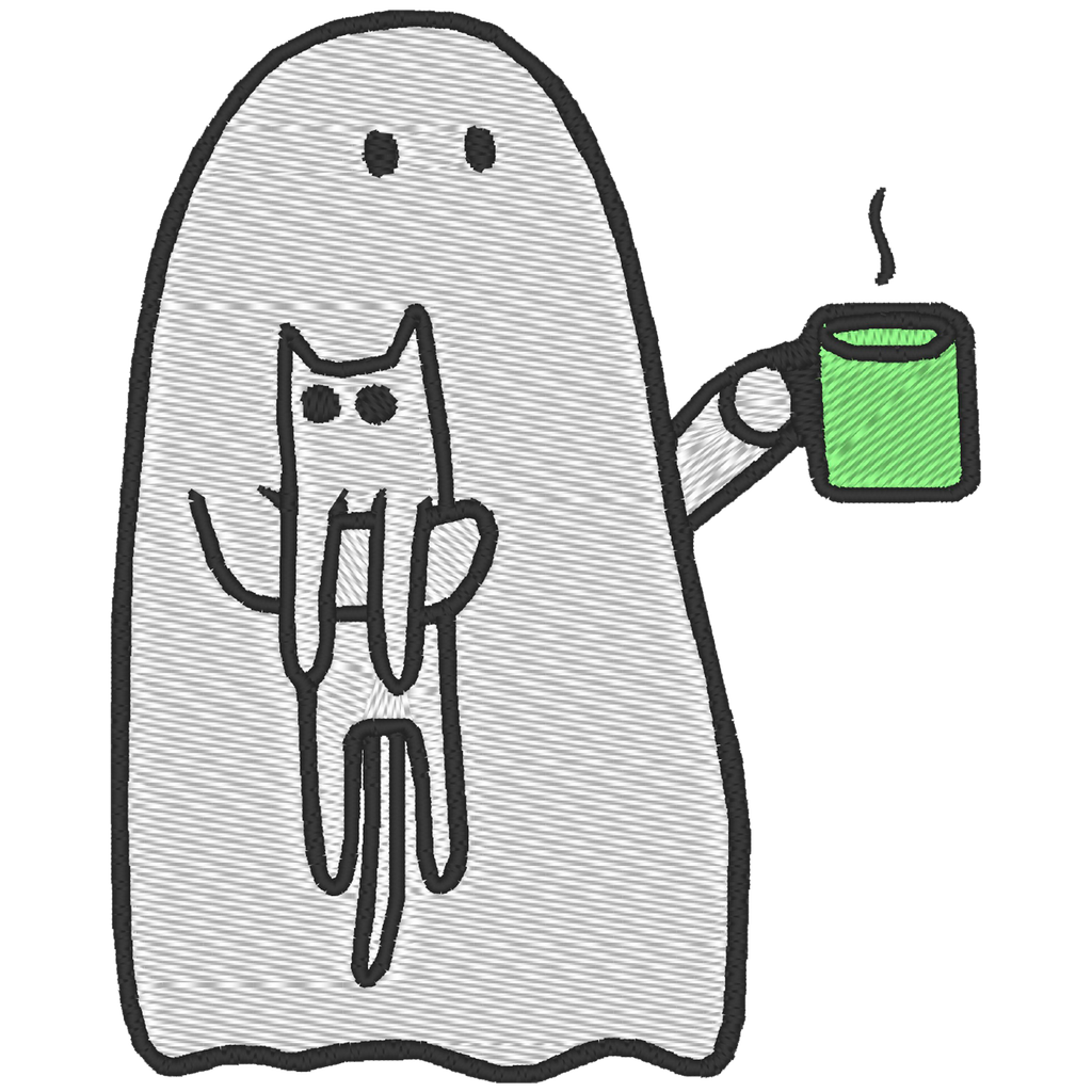 Playera Bordada Lc69. Anime Meme Fantasma Cafe Coffee