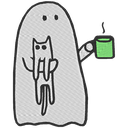 Playera Bordada Lc69. Anime Meme Fantasma Cafe Coffee