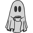 Playera Bordada Lc70. Anime Meme Fantasma Cafe Coffee 