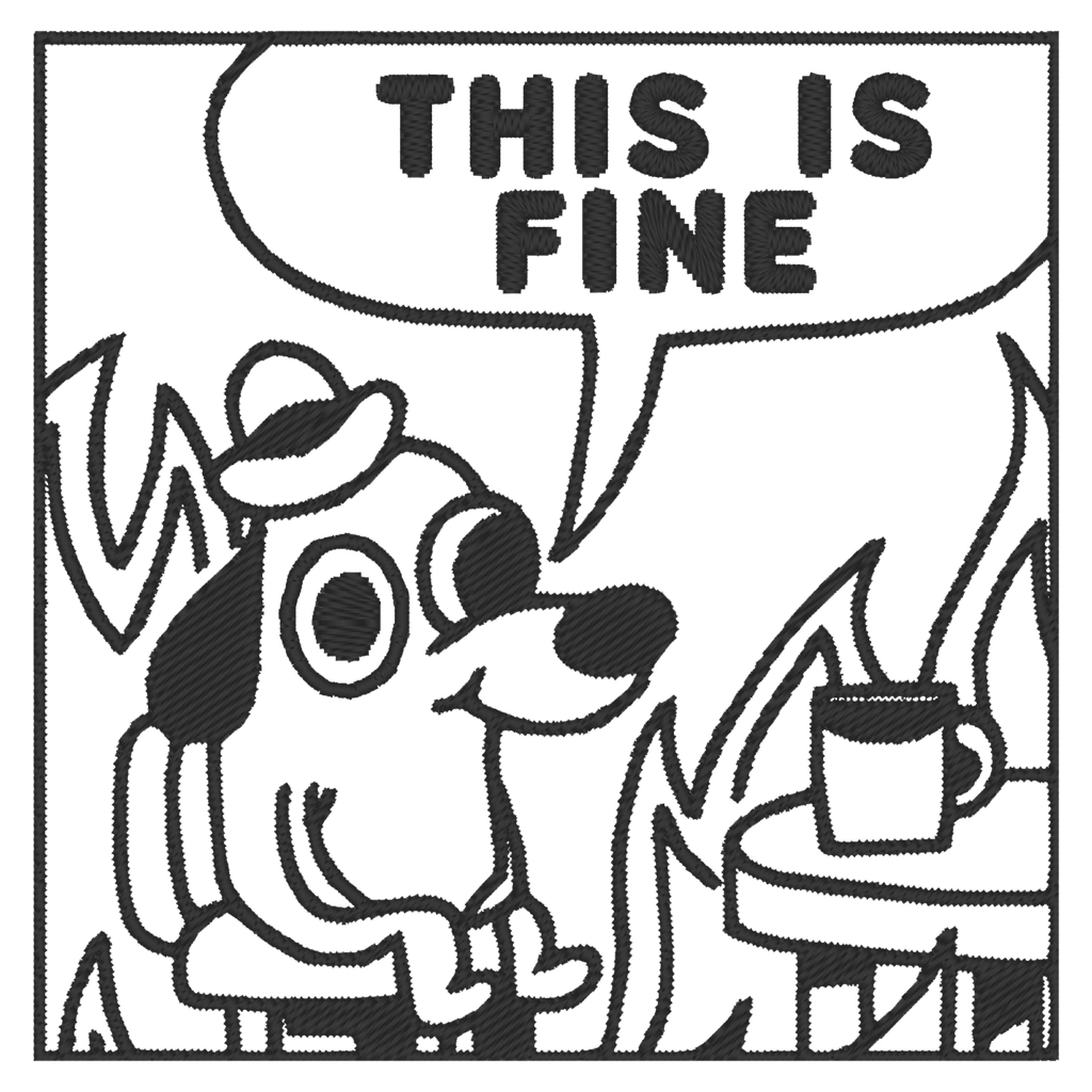 Playera Bordada Lc72. Anime Meme perro this is fine
