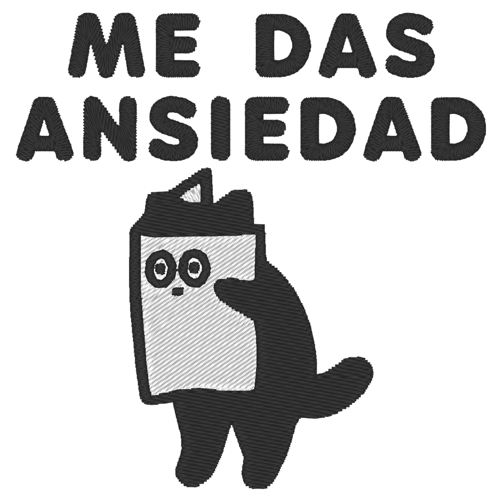 Playera Bordada Lc73. Anime Meme frase gato me das ansiedad 