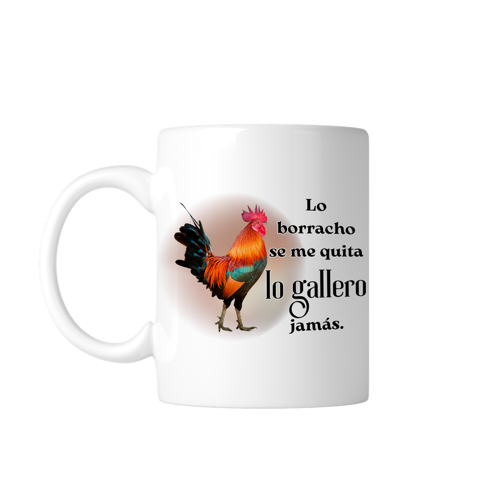 Taza 11 Oz LK729. Frase meme gallero borracho gallos (Con nombre)
