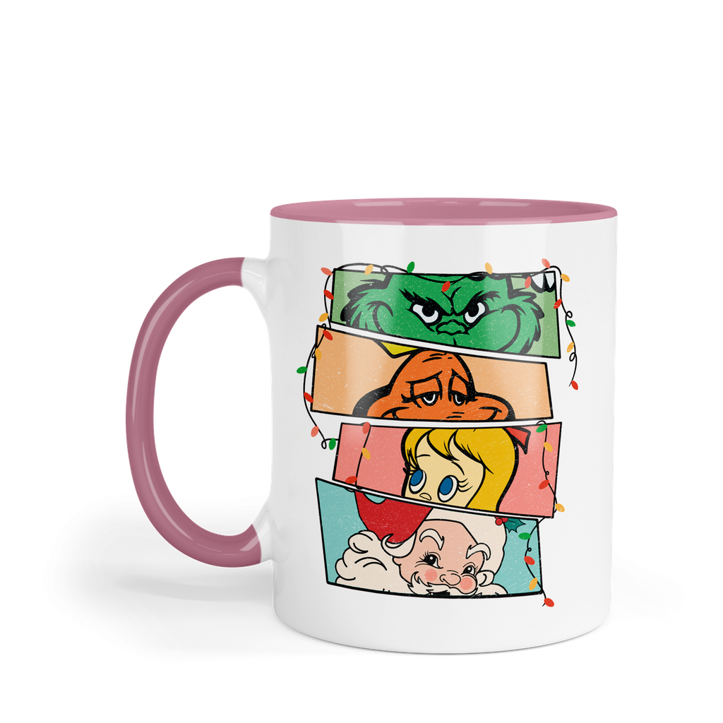 Taza fondo rosa 11 Oz. MAM1 TAN11. Navidad Navideña Regalos Navideños. Grinch  (Con nombre)