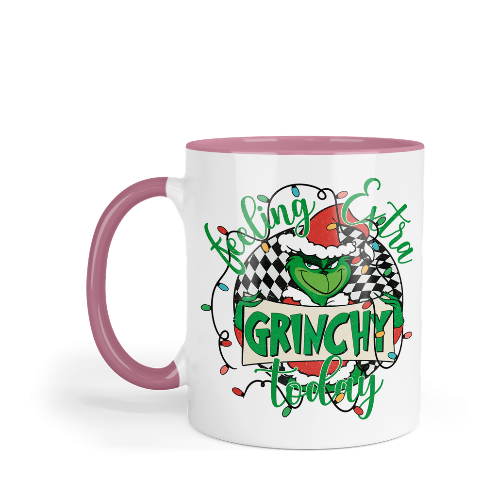 Taza fondo rosa 11 Oz. MAM1 TAN13. Navidad Navideña Regalos Navideños. Grinch