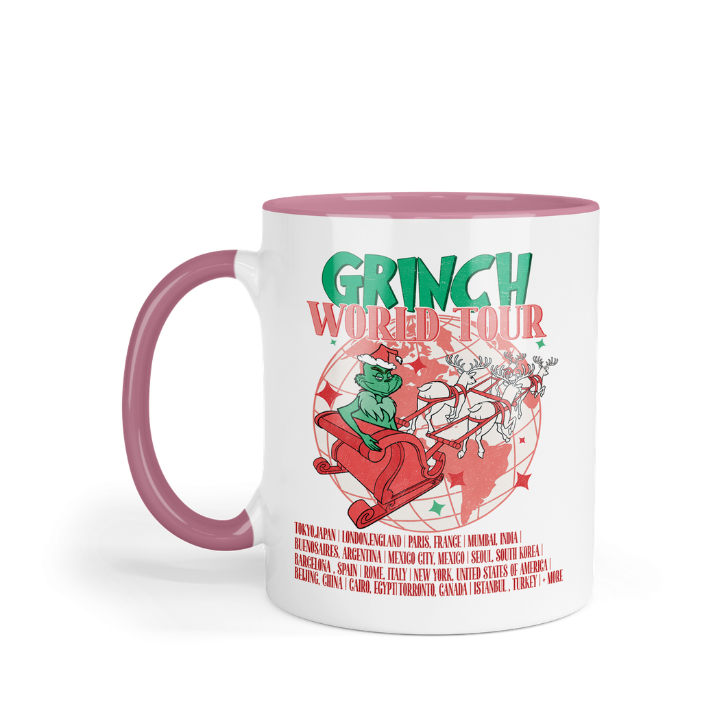 Taza fondo rosa 11 Oz. MAM1 TAN14. Navidad Navideña Regalos Navideños. Grinch