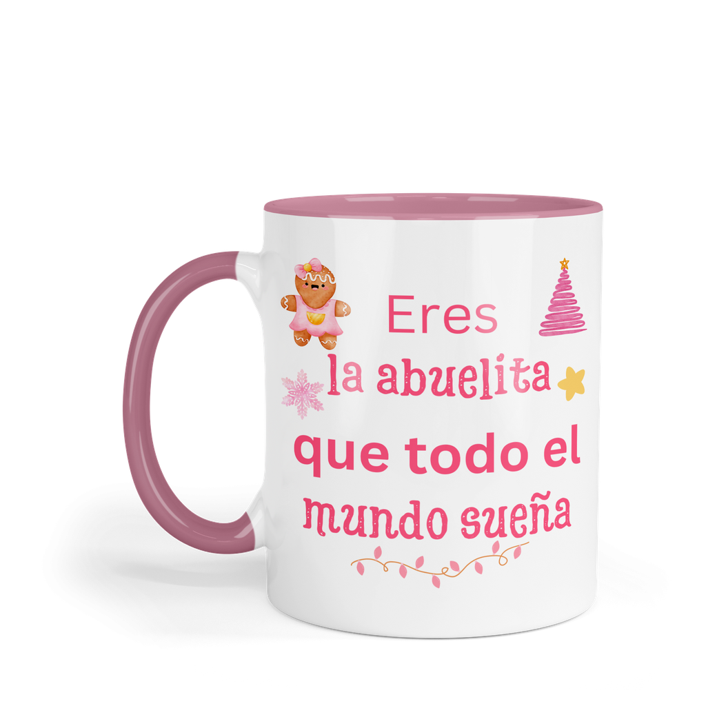 Taza fondo rosa 11 Oz. MAM1 TAN18 Navidad Eres la abuelita que todo el mundo sueña (Con nombre)