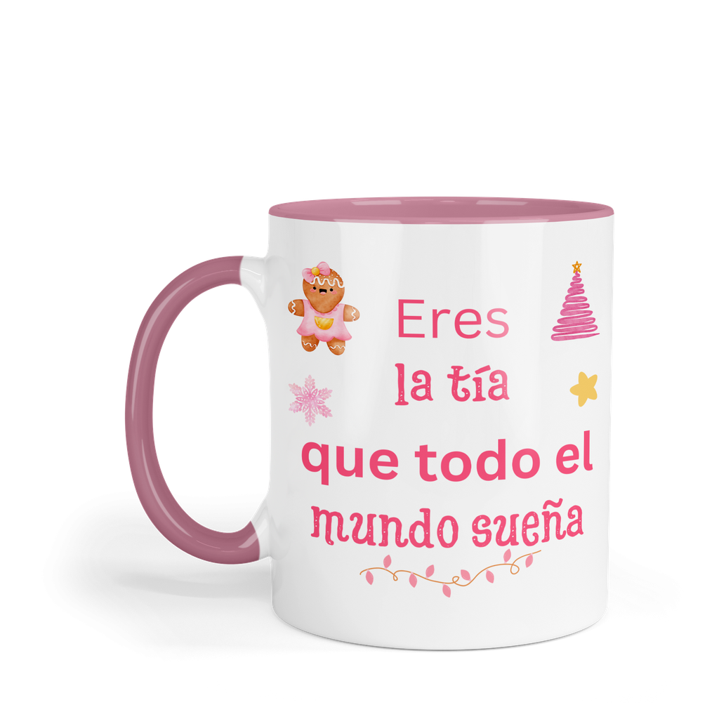 Taza fondo rosa 11 Oz. MAM1 TAN20 Navidad Eres la tía que todo el mundo sueña