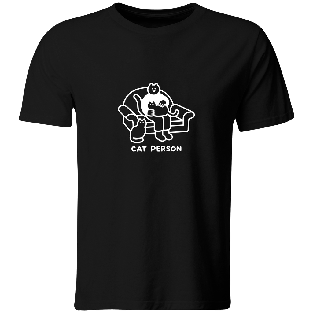 Playera Color ic164. Frase meme "Cat Person" Gatos (Recto​, Negro​, Blanco)