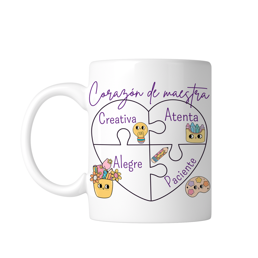 Taza Blanca Tpm34. Maestra rompecabezas (Con nombre)