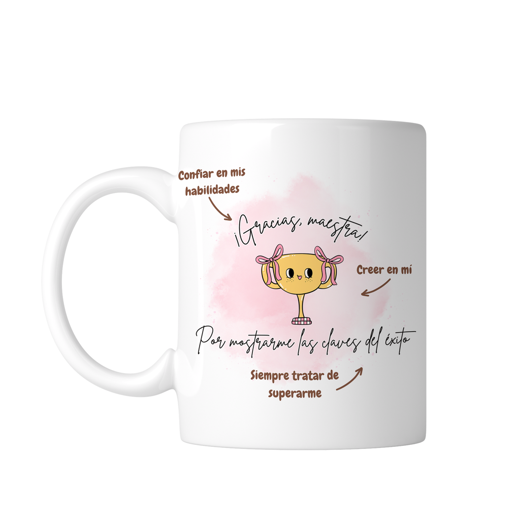 Taza Blanca Tpm39. Gracias maestra. Claves del exito (Con nombre)