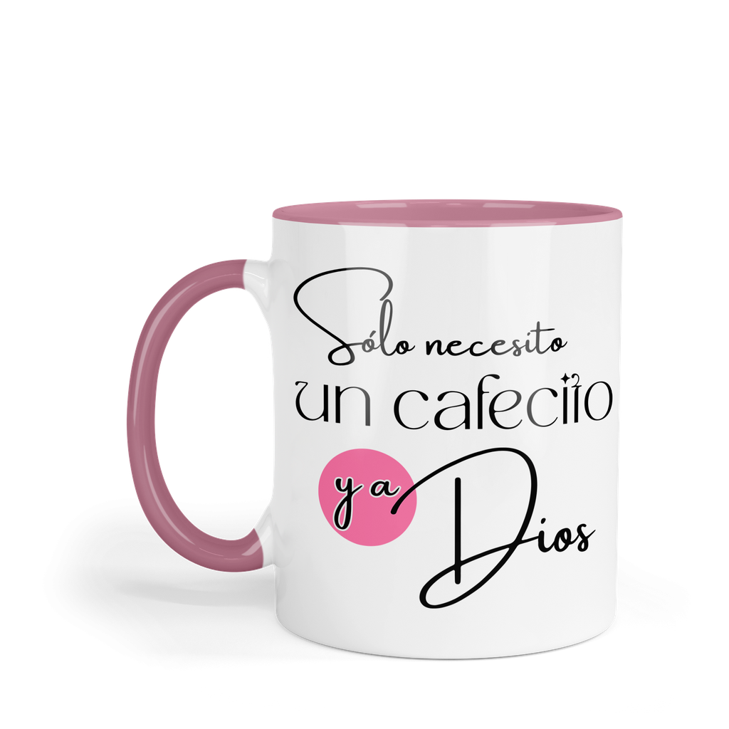 Taza fondo y asa de color FC35. Frase Cristiana Religiosa