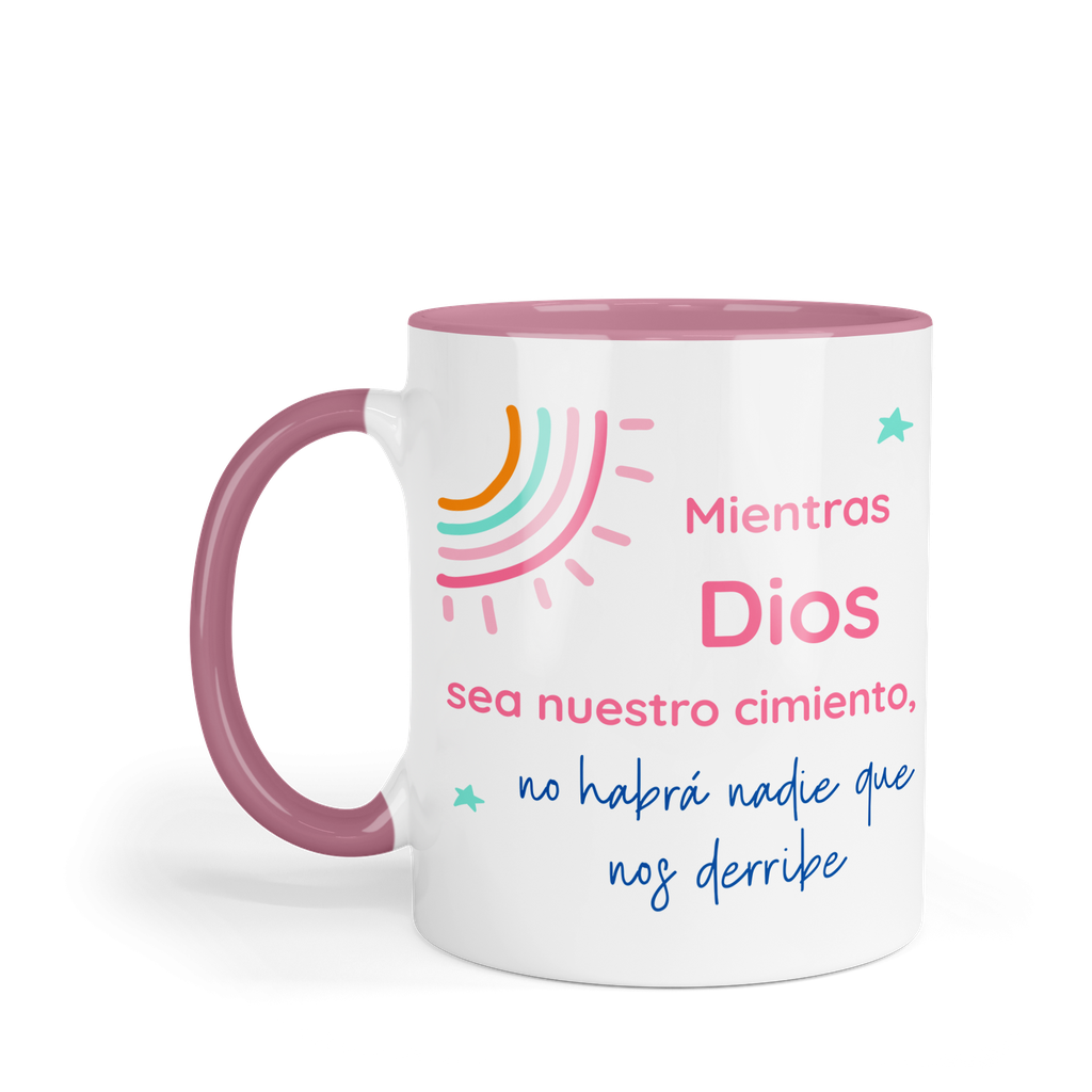 Taza fondo y asa de color FC37. Frase Cristiana Religiosa (Con nombre)