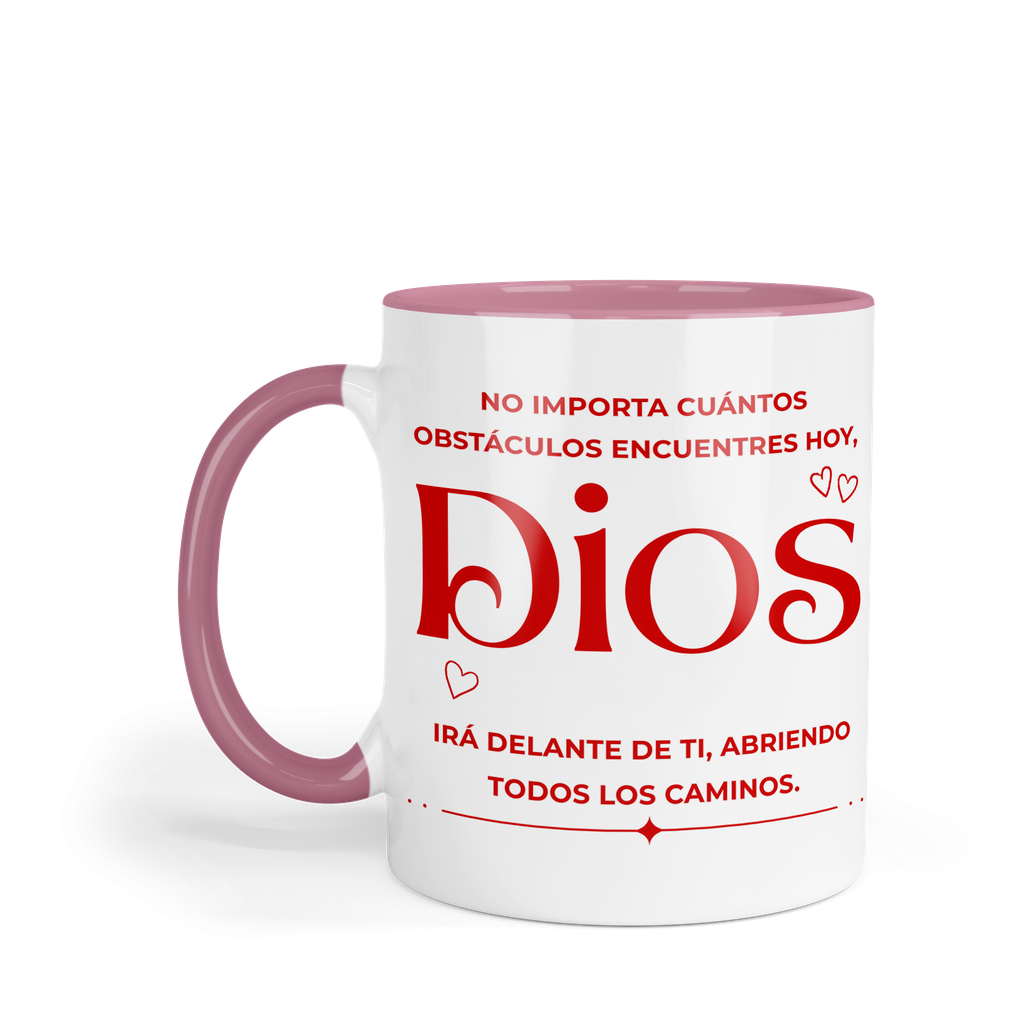 Taza fondo y asa de color FC39. Frase Cristiana Religiosa