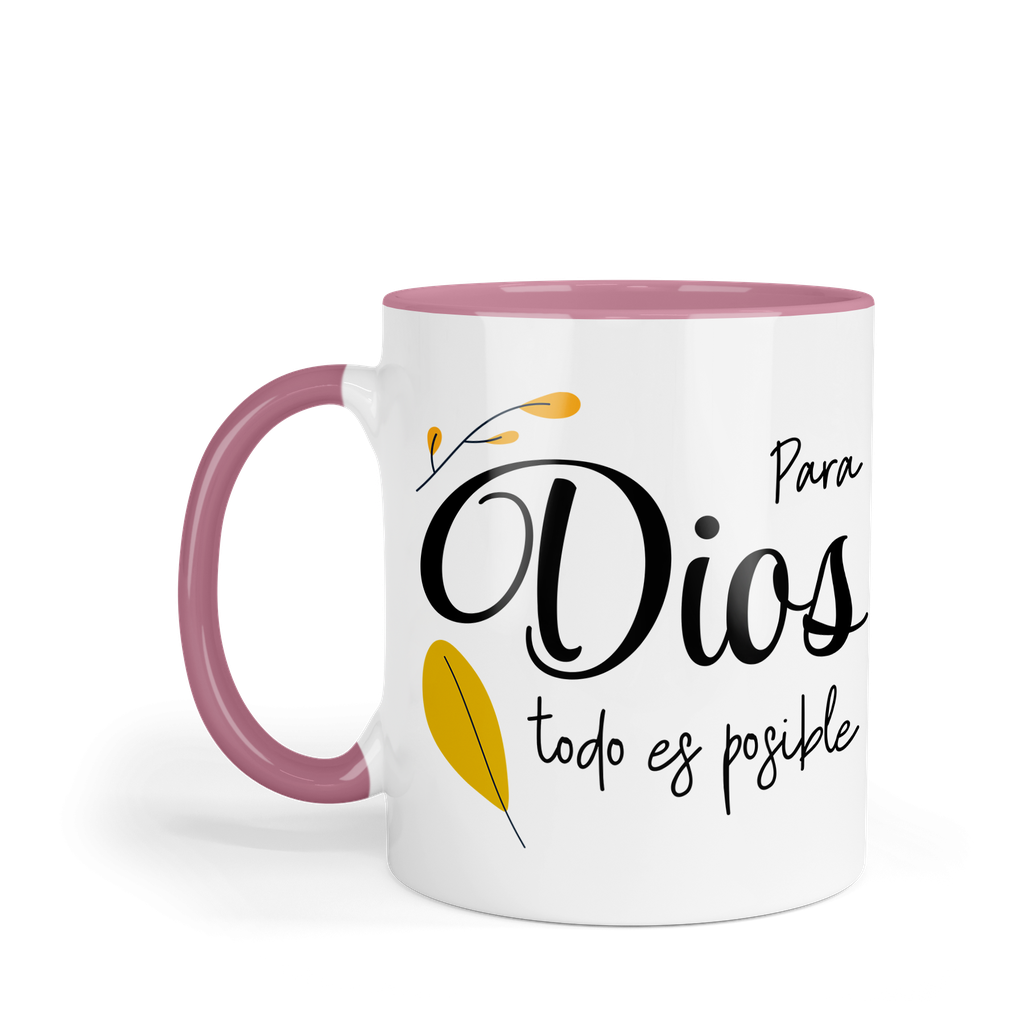 Taza fondo y asa de color FC40. Frase Cristiana Religiosa