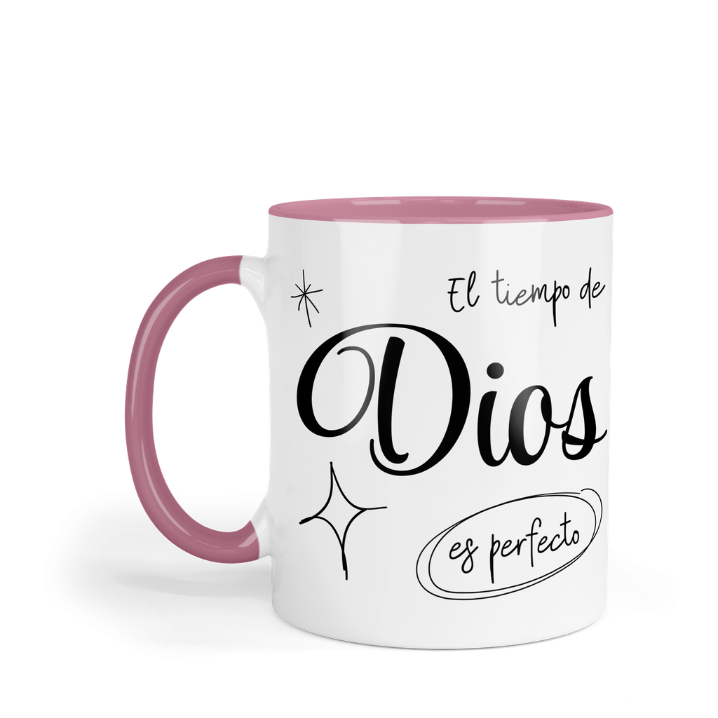 Taza fondo y asa de color FC41. Frase Cristiana Religiosa