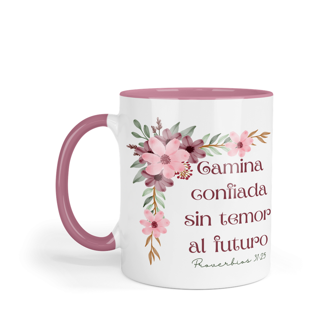 Taza fondo y asa de color FC42. Frase Cristiana Religiosa