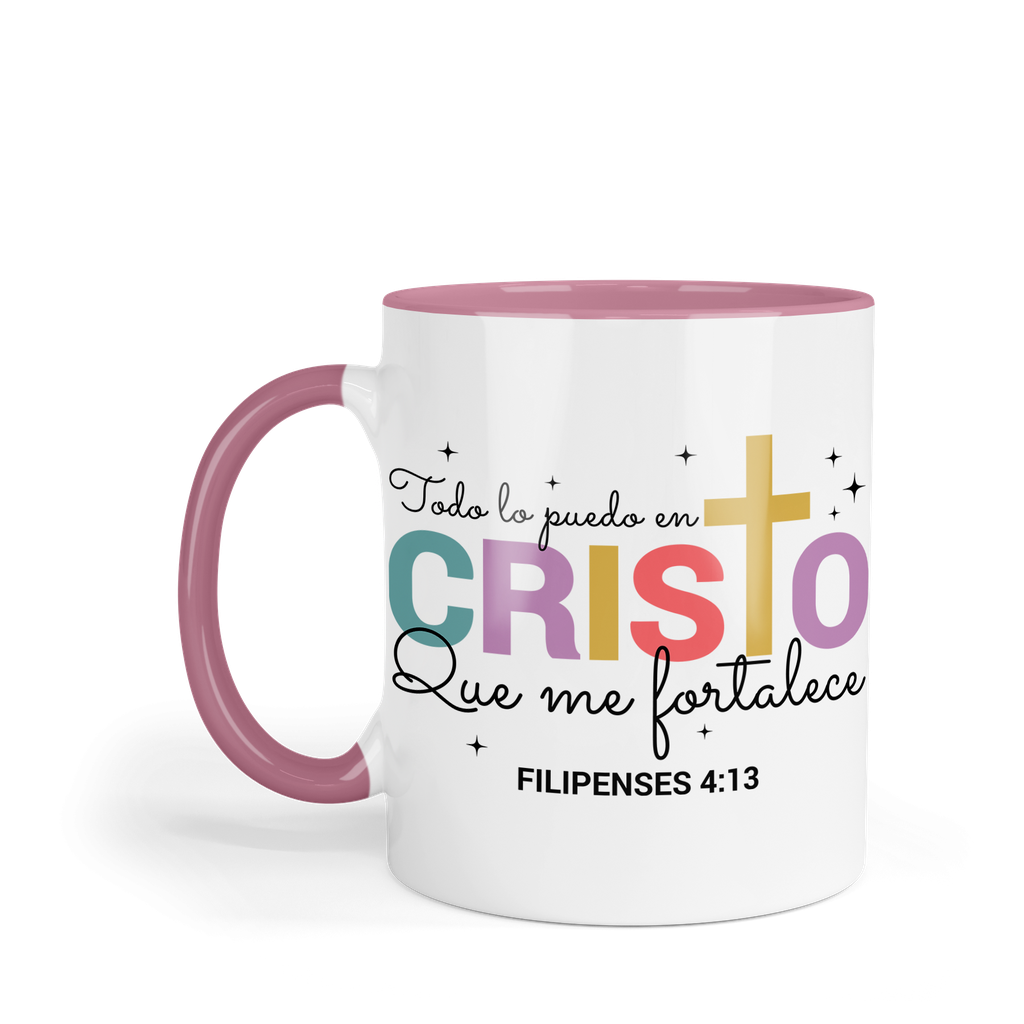 Taza Fondo Y Asa De Color Fc45. Frase Cristiana Religiosa