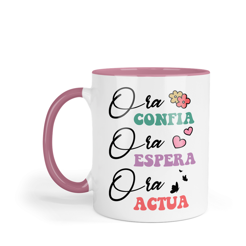 Taza Fondo Y Asa De Color Fc55. Frase Cristiana Religiosa