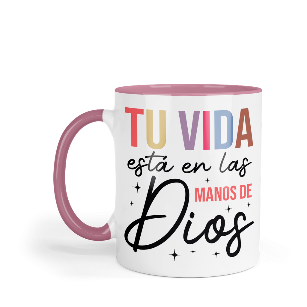 Taza Fondo Y Asa De Color Fc61. Frase Cristiana Religiosa