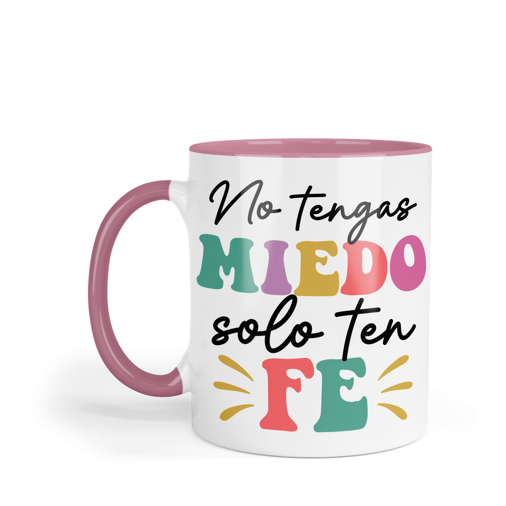 Taza Fondo Y Asa De Color Fc63. Frase Cristiana Religiosa