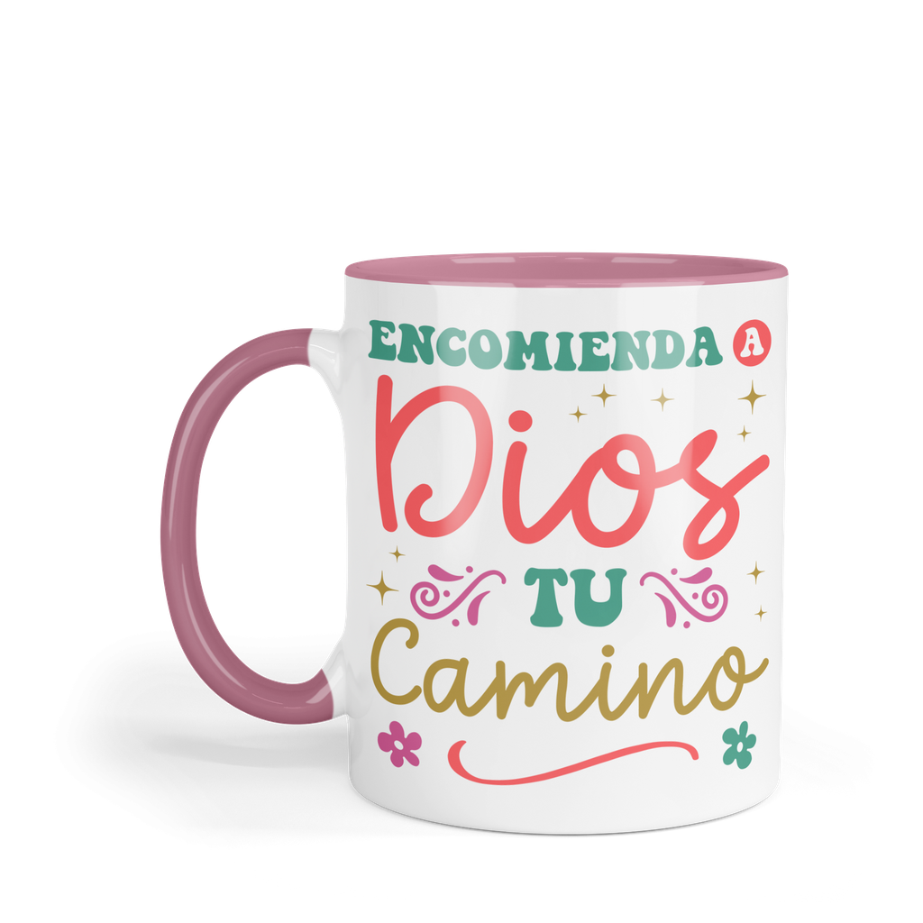 Taza Fondo Y Asa De Color Fc65. Frase Cristiana Religiosa