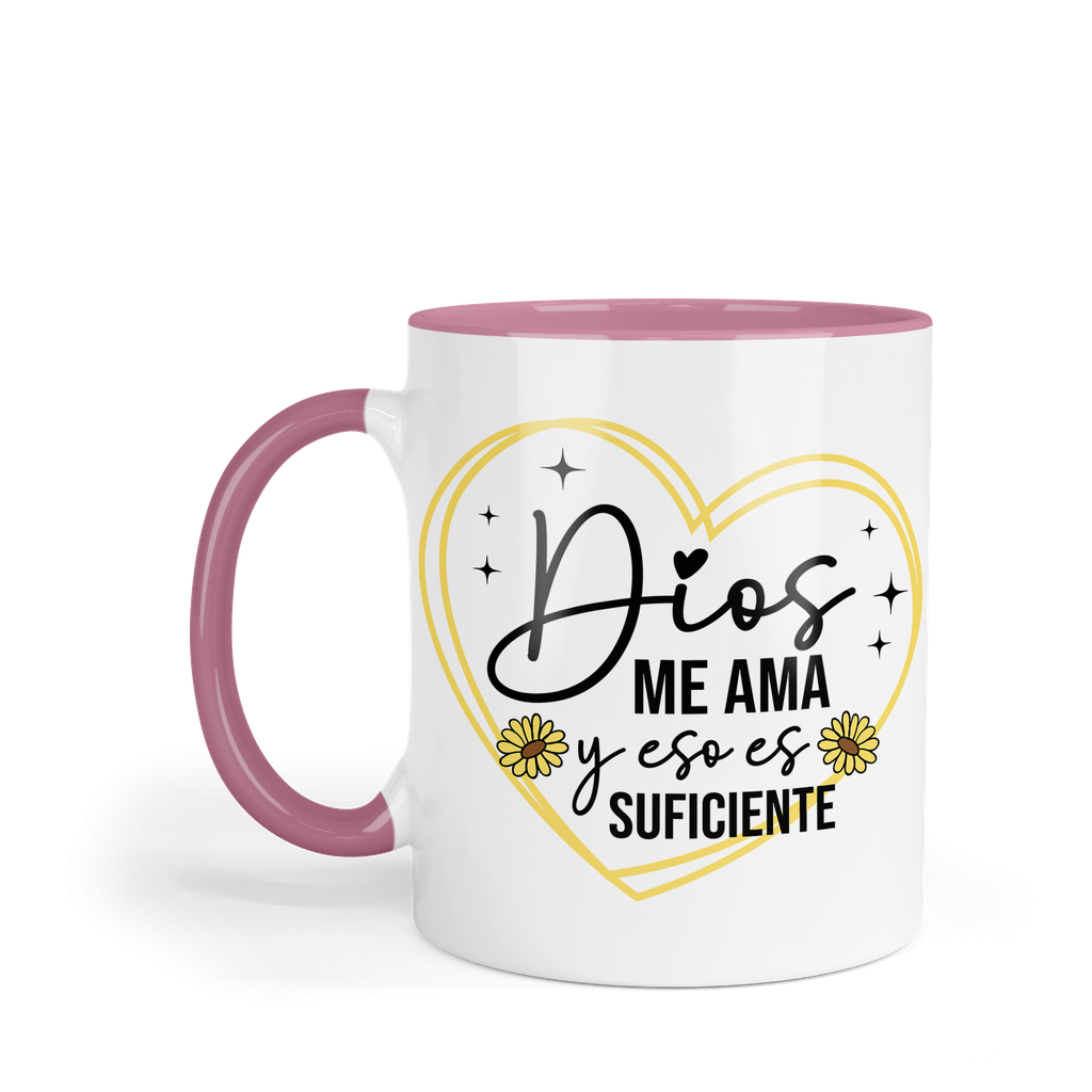 Taza Fondo Y Asa De Color Fc74. Frase Cristiana Religiosa
