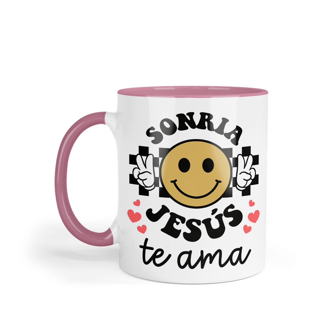 Taza Fondo Y Asa De Color Fc80. Frase Cristiana Religiosa
