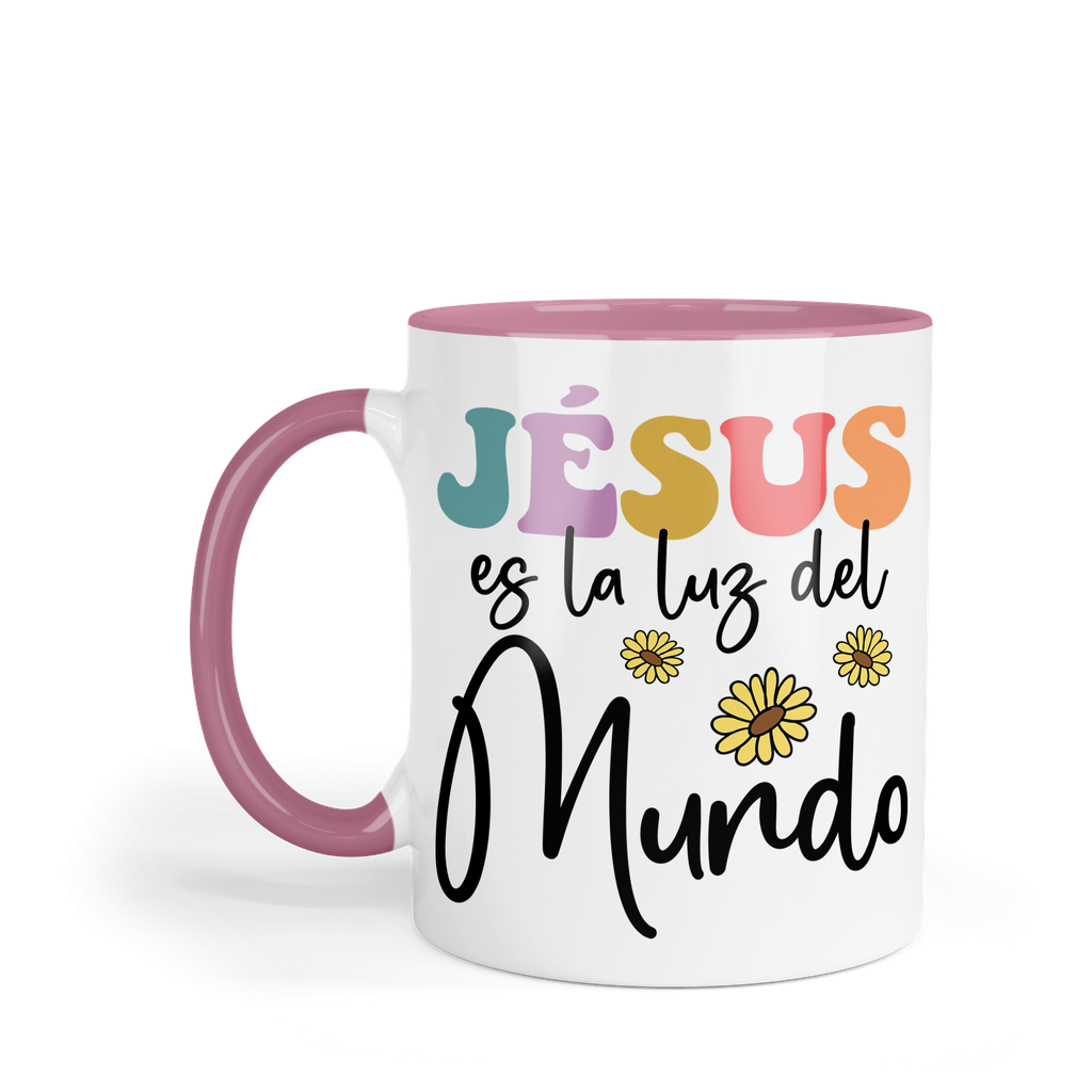 Taza Fondo Y Asa De Color Fc85. Frase Cristiana Religiosa