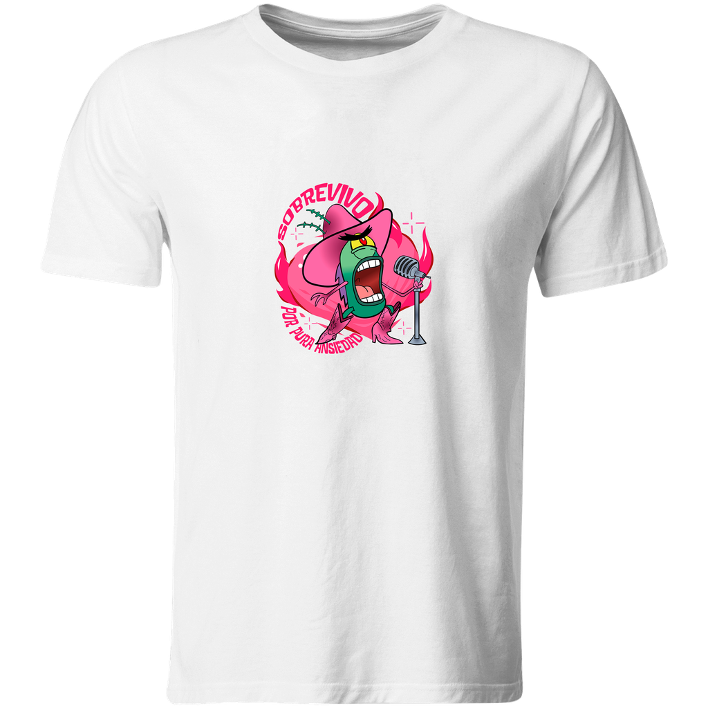 Playera Lk869. Frase Meme Sobrevivo por pura ansiedad