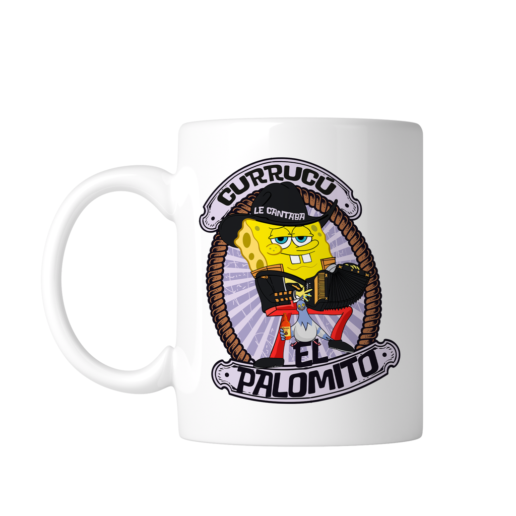 Taza blanca 11 oz. LK863 Corridos Norteña Norteño meme Bob esponja canciones