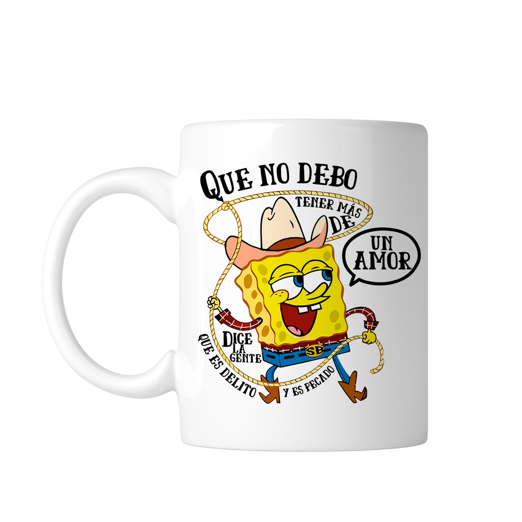 Taza blanca 11 oz. LK864 Corridos Norteña Norteño meme Bob Esponja canciones