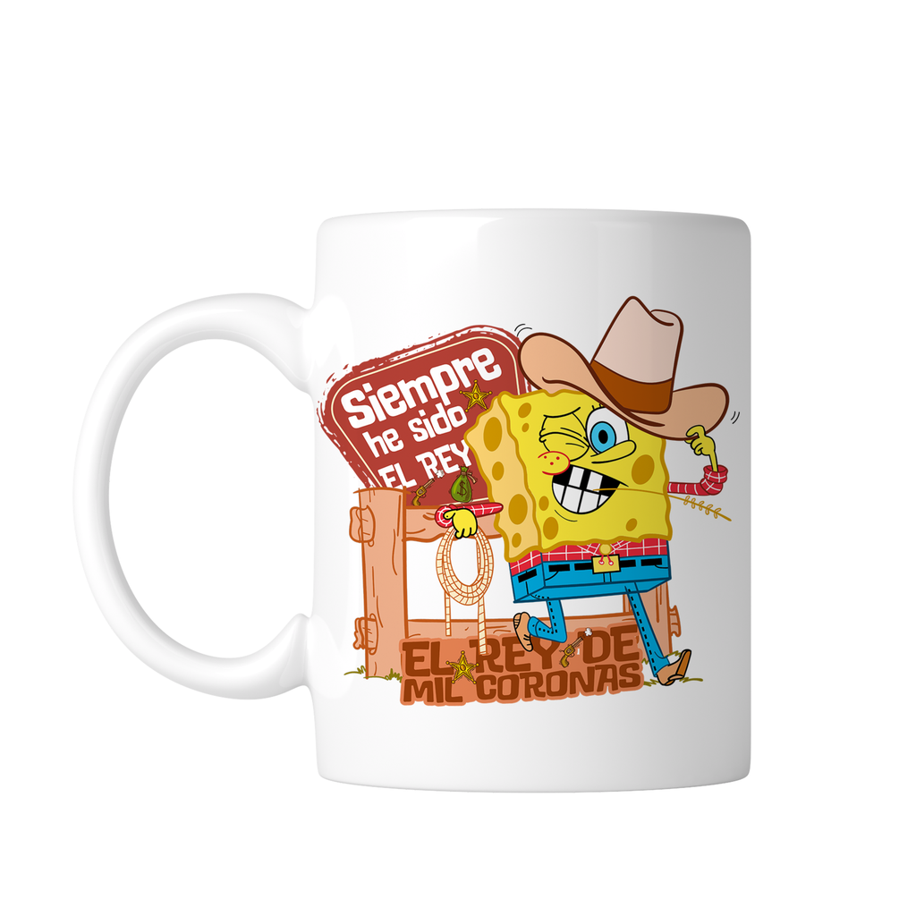 Taza blanca 11 oz. LK865 Corridos Norteña Norteño meme Bob Esponja canciones