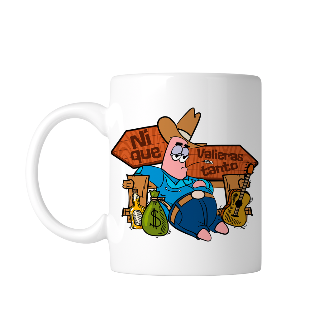 Taza blanca 11 oz. LK866 Corridos Norteña Norteño meme Bob Esponja canciones