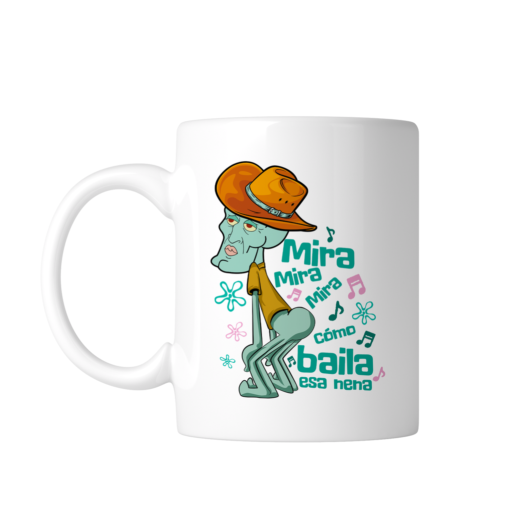 Taza blanca 11 oz. LK867 Corridos Norteña Norteño meme Bob Esponja canciones
