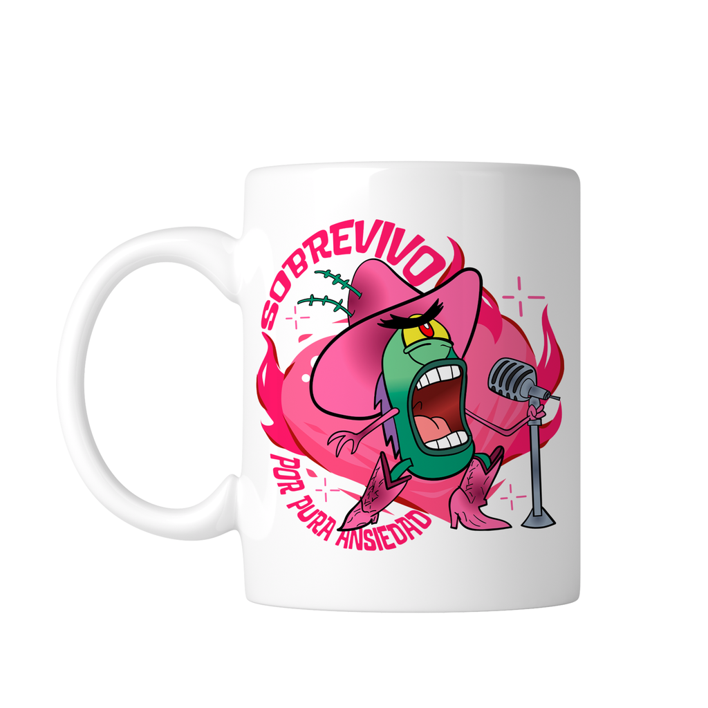 Taza blanca 11 oz. LK869 Corridos Norteña Norteño meme Bob Esponja canciones
