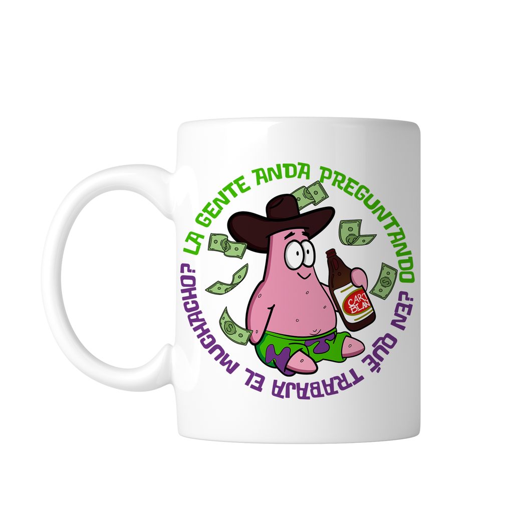 Taza blanca 11 oz. LK871 Corridos Norteña Norteño meme Bob Esponja canciones