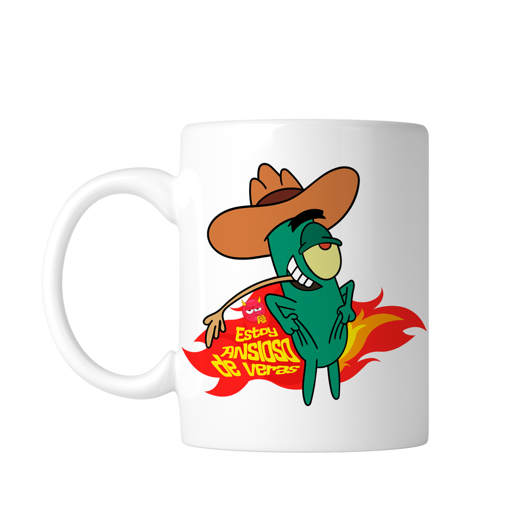 Taza blanca 11 oz. LK872 Corridos Norteña Norteño meme Bob Esponja canciones