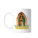 Taza blanca 11 oz. FC89. Virgen de Guadalupe Oracion Catolica