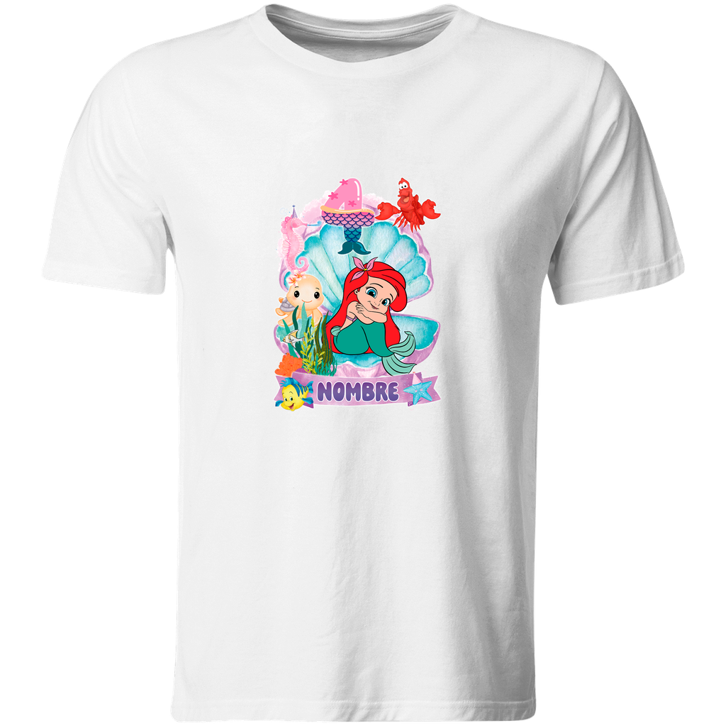 Playera Personalizada Cumpleaños Pc146. Sirena Mermaid La Sirenita (Recto​)