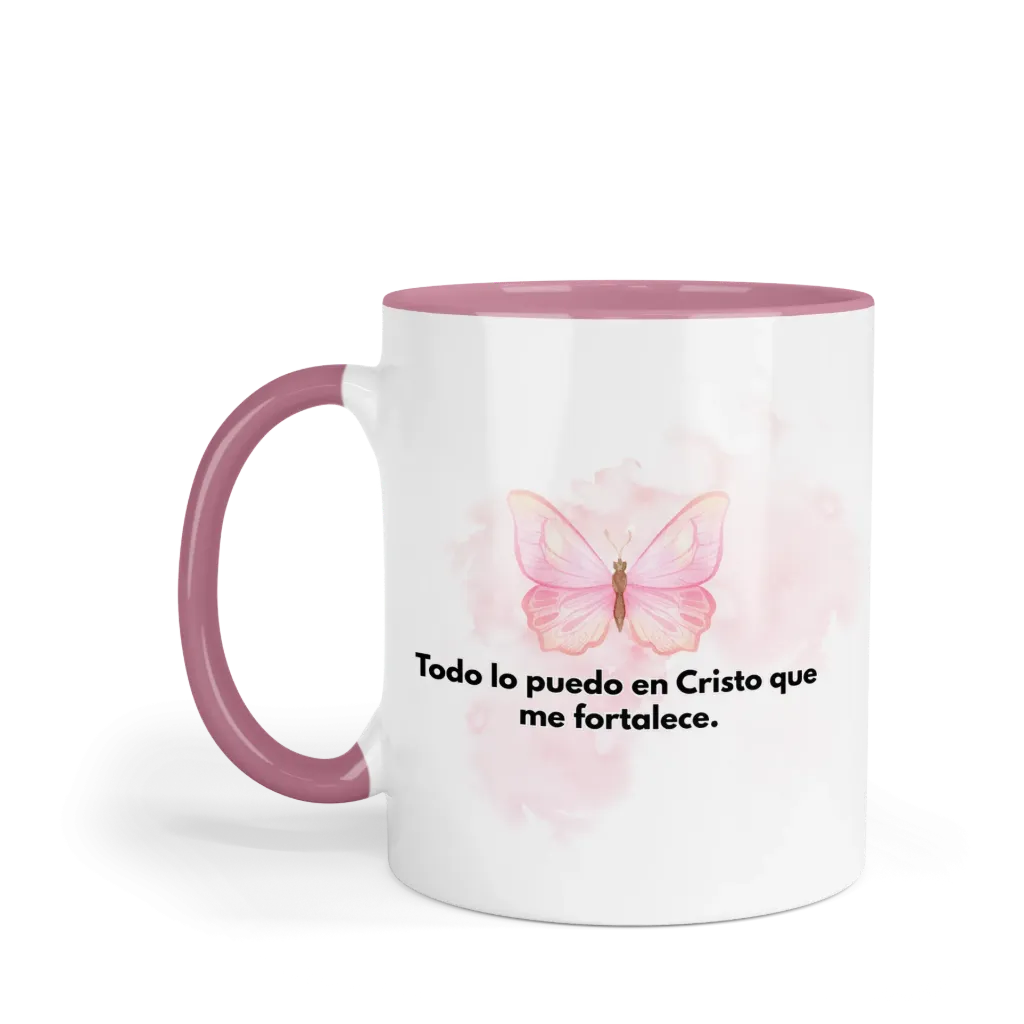 Taza Fondo Y Asa De Color Rg117. Frase Cristiana Religiosa