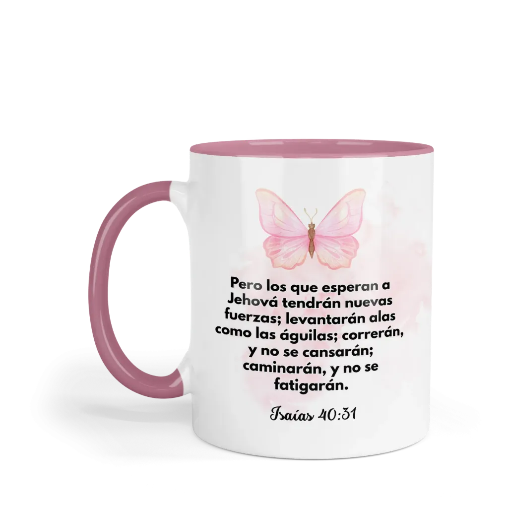 Taza Fondo Y Asa De Color Rg120. Frase Cristiana Religiosa