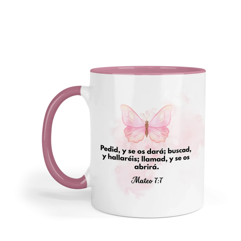 Taza Fondo Y Asa De Color Rg129. Frase Cristiana Religiosa