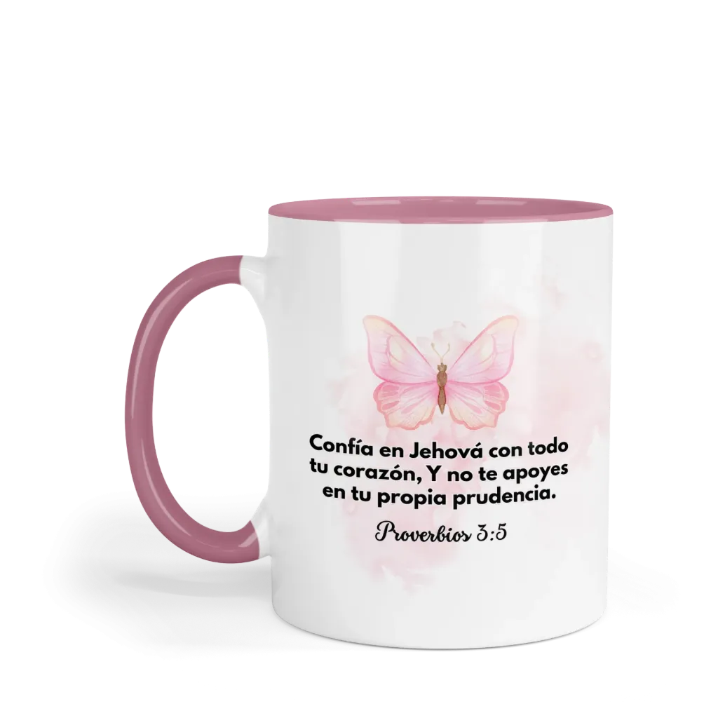 Taza Fondo Y Asa De Color Rg134. Frase Cristiana Religiosa