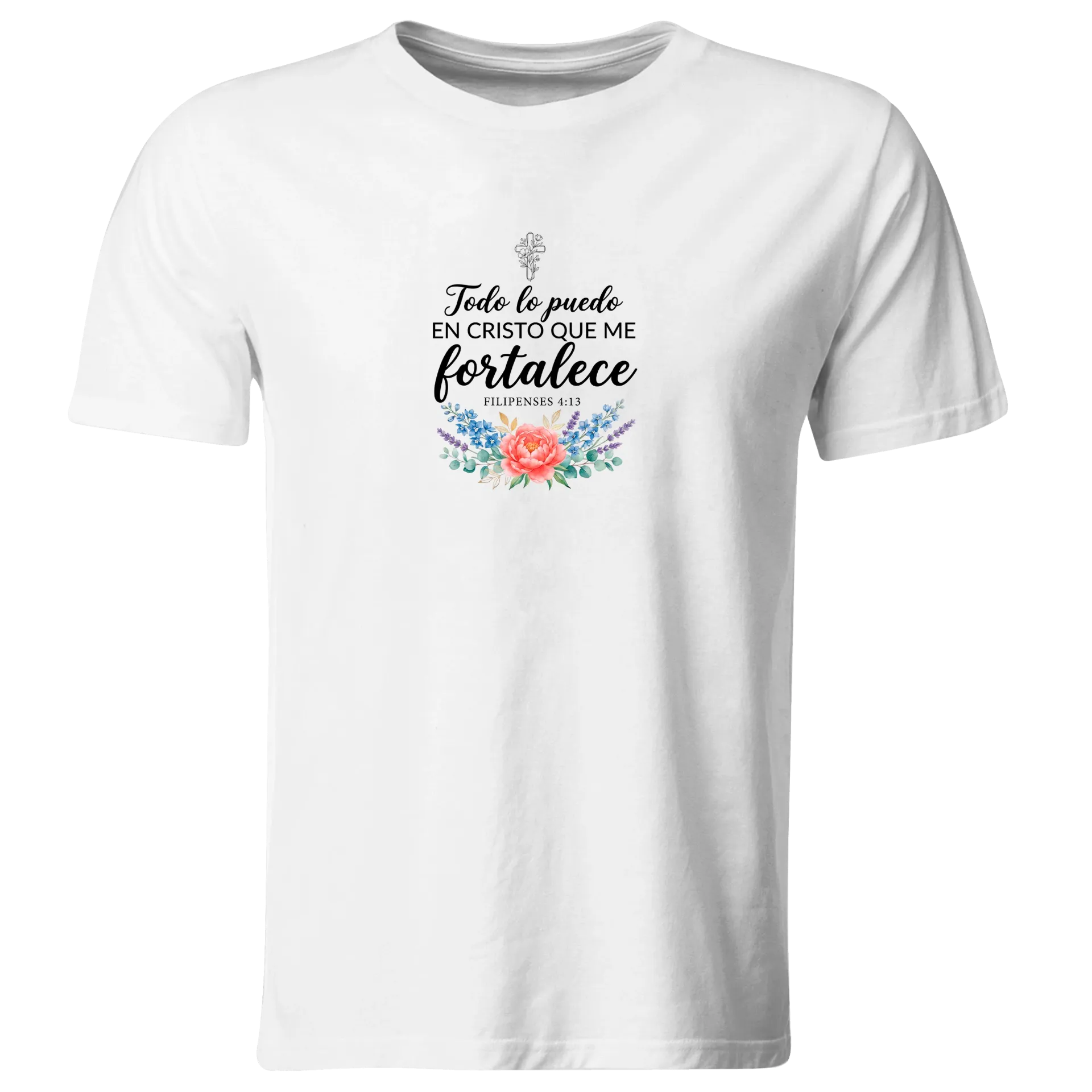 Playera Religiosa RG186. Versiculo Bíblico Cristiana Católica (Recto​)