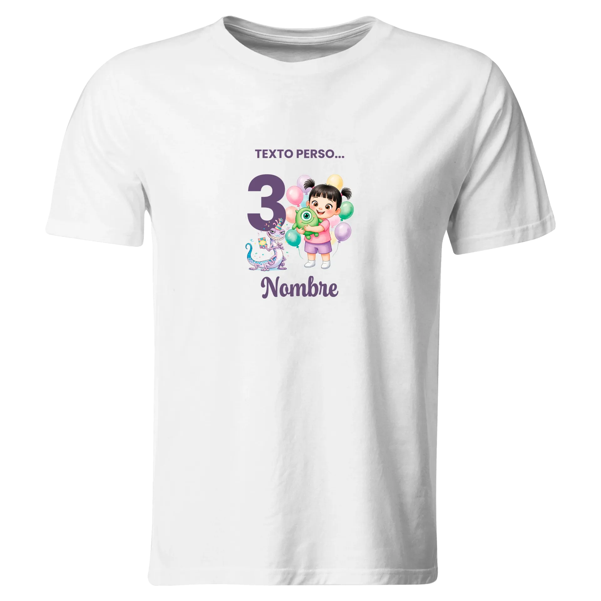 Playera Personalizada Cumpleaños Pc216. Monster Inc Universal (Recto​)